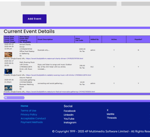 Event on The Food Platform